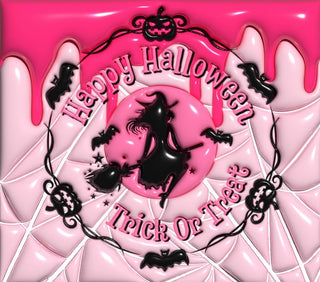 Happy Halloween Trick or Treat: witch on pink — flat artwork preview