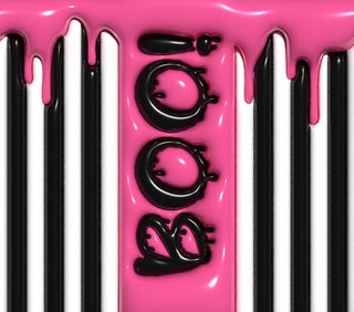 Boo: black-white-pink stripes — flat artwork preview