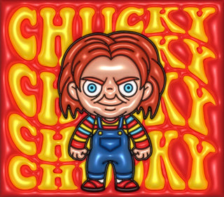 Orange-Haired Doll with repeated name lettering — flat artwork preview