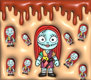 Patchwork Doll figure on orange with drips — flat artwork preview