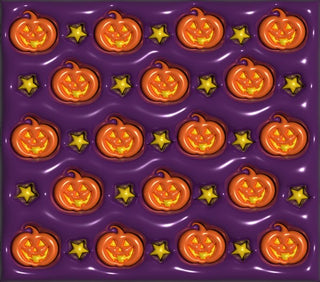 Orange jack-o-lanterns and stars on purple — flat artwork preview