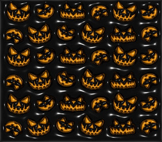 Orange jack-o-lantern faces on black — flat artwork preview