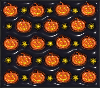 Jack-o-lanterns and stars on black — flat artwork preview