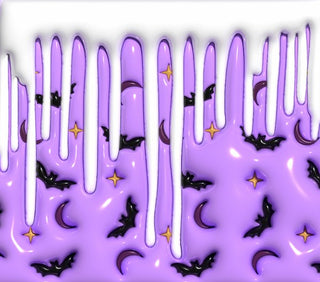 Bats on lavender with white drips — flat artwork preview