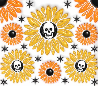 Sunflowers with skull centers — flat artwork preview