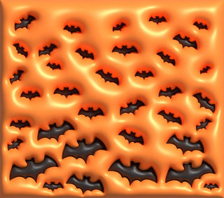 Black bats on orange — flat artwork preview