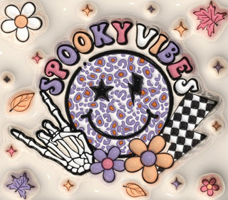 Spooky Vibes: leopard smiley and skeleton hand — flat artwork preview