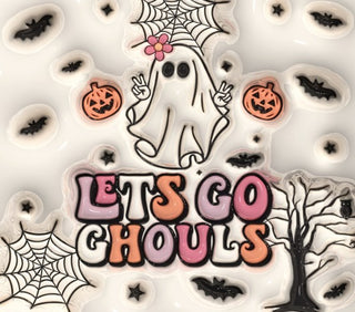 Lets Go Ghouls: ghost, pumpkins and webs — flat artwork preview