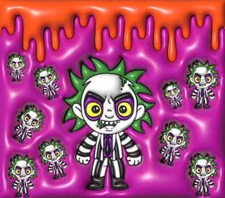 Striped-Suit Character character on pink with blood drips — flat artwork preview