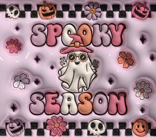 Spooky Season: witch-hat ghost on pink — flat artwork preview