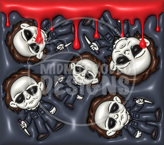 Pale-Masked Figures with Red Drips — full flat artwork preview with MidniteRodeo Designs watermark