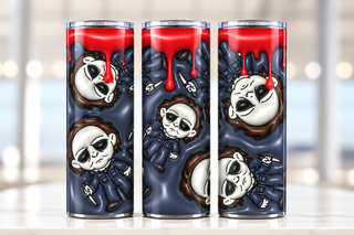 Pale-Masked Figures with Red Drips — three-view product mockup