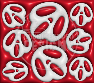 White Mask Pattern on Red — full flat artwork preview with MidniteRodeo Designs watermark