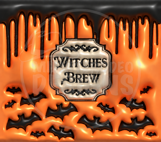 Full flat Halloween design 22 with a light semi-transparent MidniteRodeo Designs logo watermark; artwork preview only, one physical tumbler per purchase.