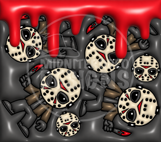 Hockey-Masked Characters with Red Drips — full flat artwork preview with MidniteRodeo Designs watermark