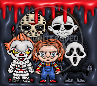 Spooky Character Group with Red Drips — full flat artwork preview with MidniteRodeo Designs watermark