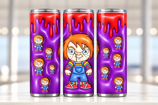 Orange-Haired Doll on Purple — three-view product mockup
