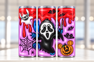 Blue Creature and Screaming Mask — three-view product mockup