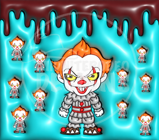 Sinister Clown on Turquoise — full flat artwork preview with MidniteRodeo Designs watermark