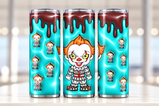 Sinister Clown on Turquoise — three-view product mockup