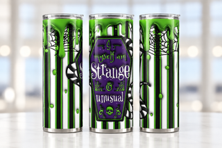 I Myself Am Strange and Unusual: coffin — three views of one stainless steel tumbler