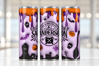 Spooky Bed and Breakfast — three views of one stainless steel tumbler