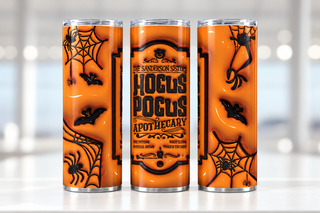 Witch Apothecary: orange graveyard — three views of one stainless steel tumbler