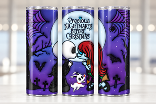 Skeleton and Patchwork Couple — three views of one stainless steel tumbler
