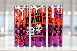 Whats Your Favorite Scary Movie: horror masks — three views of one stainless steel tumbler