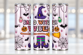 Bad Witch Vibes: witch accessories — three views of one stainless steel tumbler